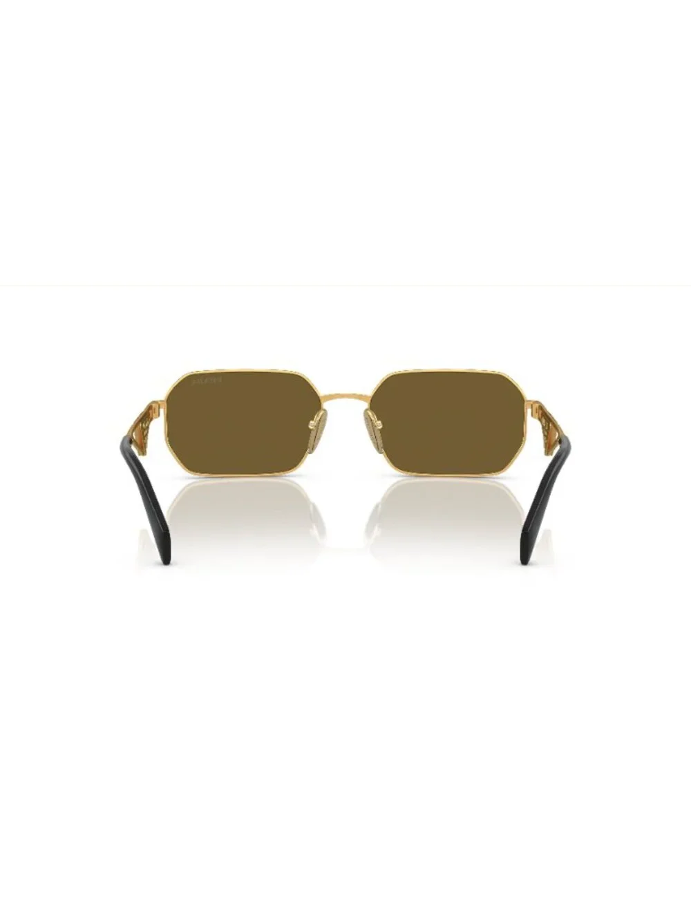 New Prada Women's Sunglasses Gold Aviator Brown Lens Metal Frame PR A51S 15N01T